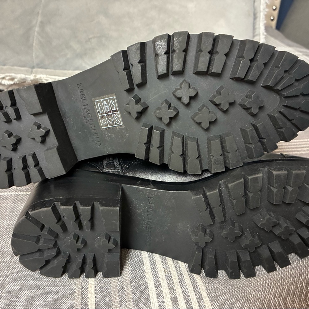 Karl Lagerfeld Black Combat Boots - Picture 6 of 8